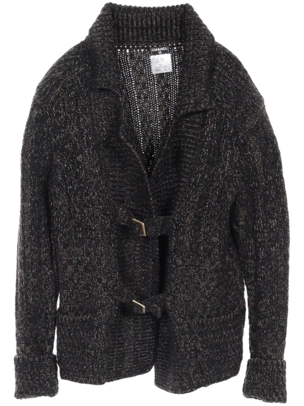 Pre-owned Chanel 1986-1988 Marl-knit Cardigan In Black