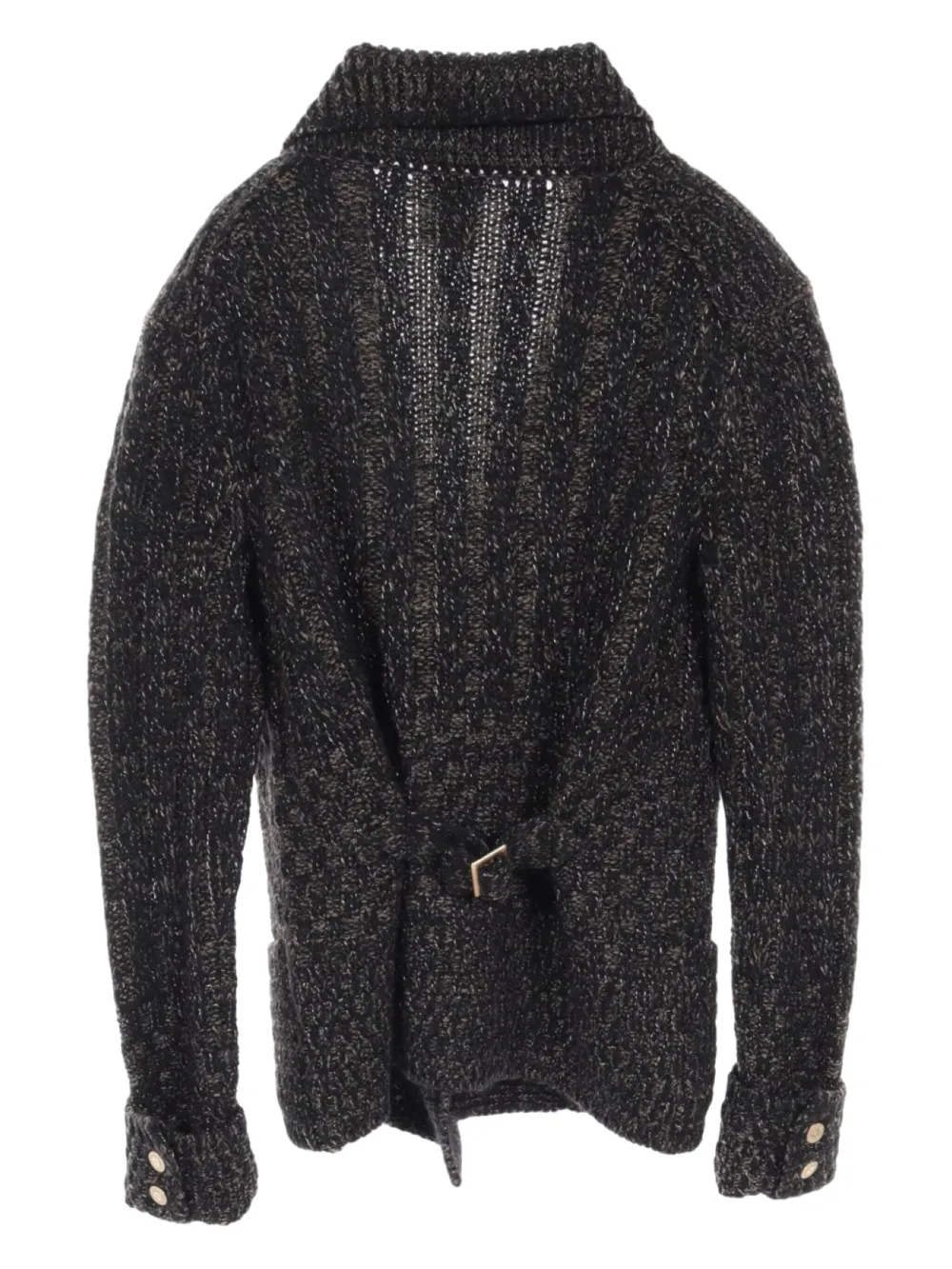 Pre-owned Chanel 1986-1988 Marl-knit Cardigan In Black