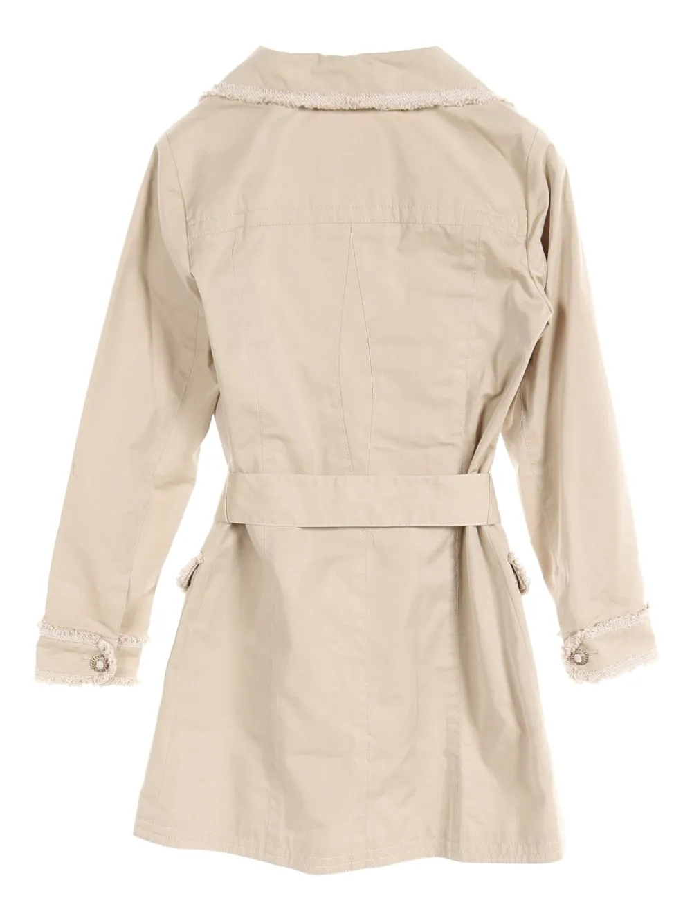 CHANEL Pre-Owned 2010s tweed-trim trench coat - Beige