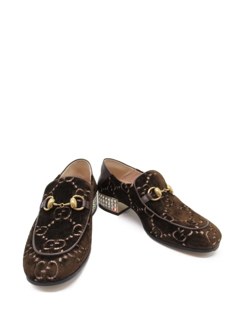 Gucci Pre-Owned 2010s Quentin GG pattern suede loafers - Bruin