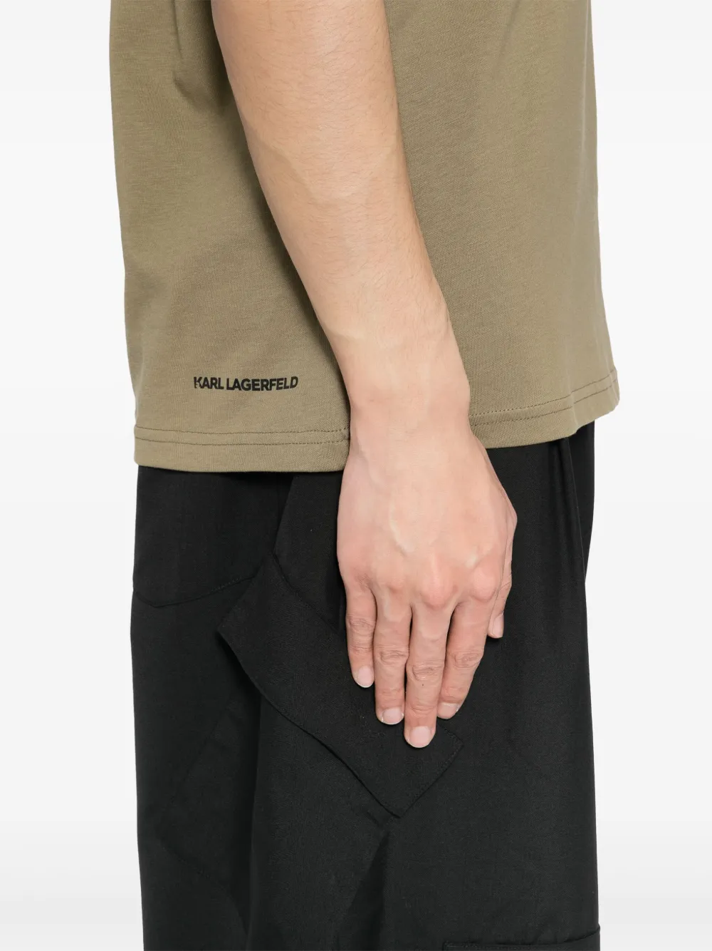 Karl Lagerfeld T-shirt met geborduurd logo Groen