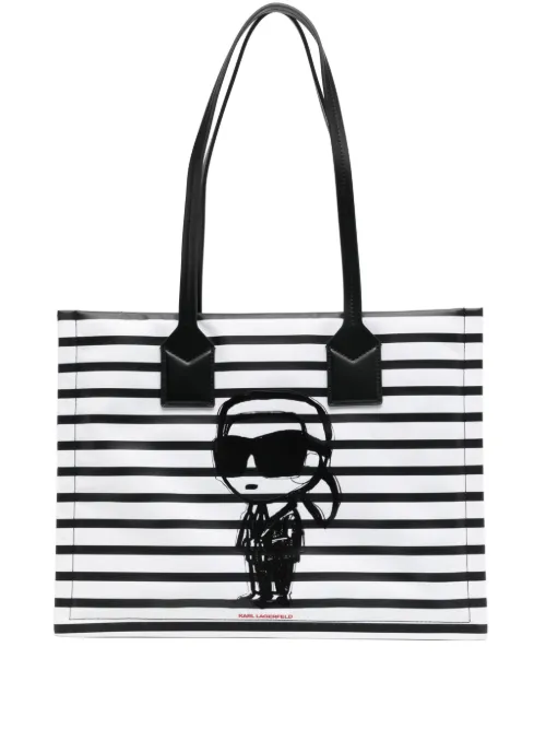 Sac cabas Ikon Striped Medium - Karl Lagerfeld - Modalova