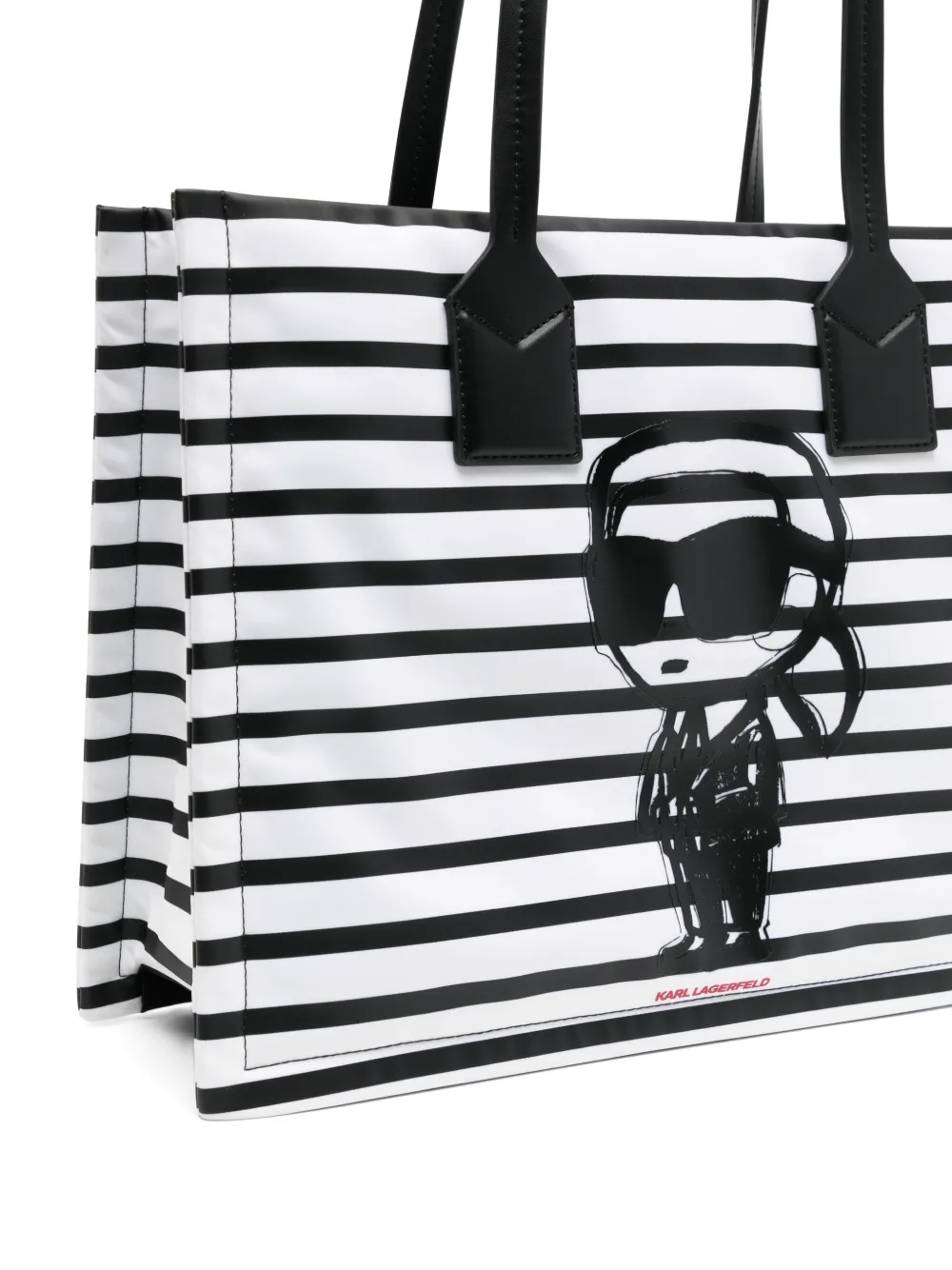 Shop Karl Lagerfeld Ikon Striped Medium Tote Bag In Black