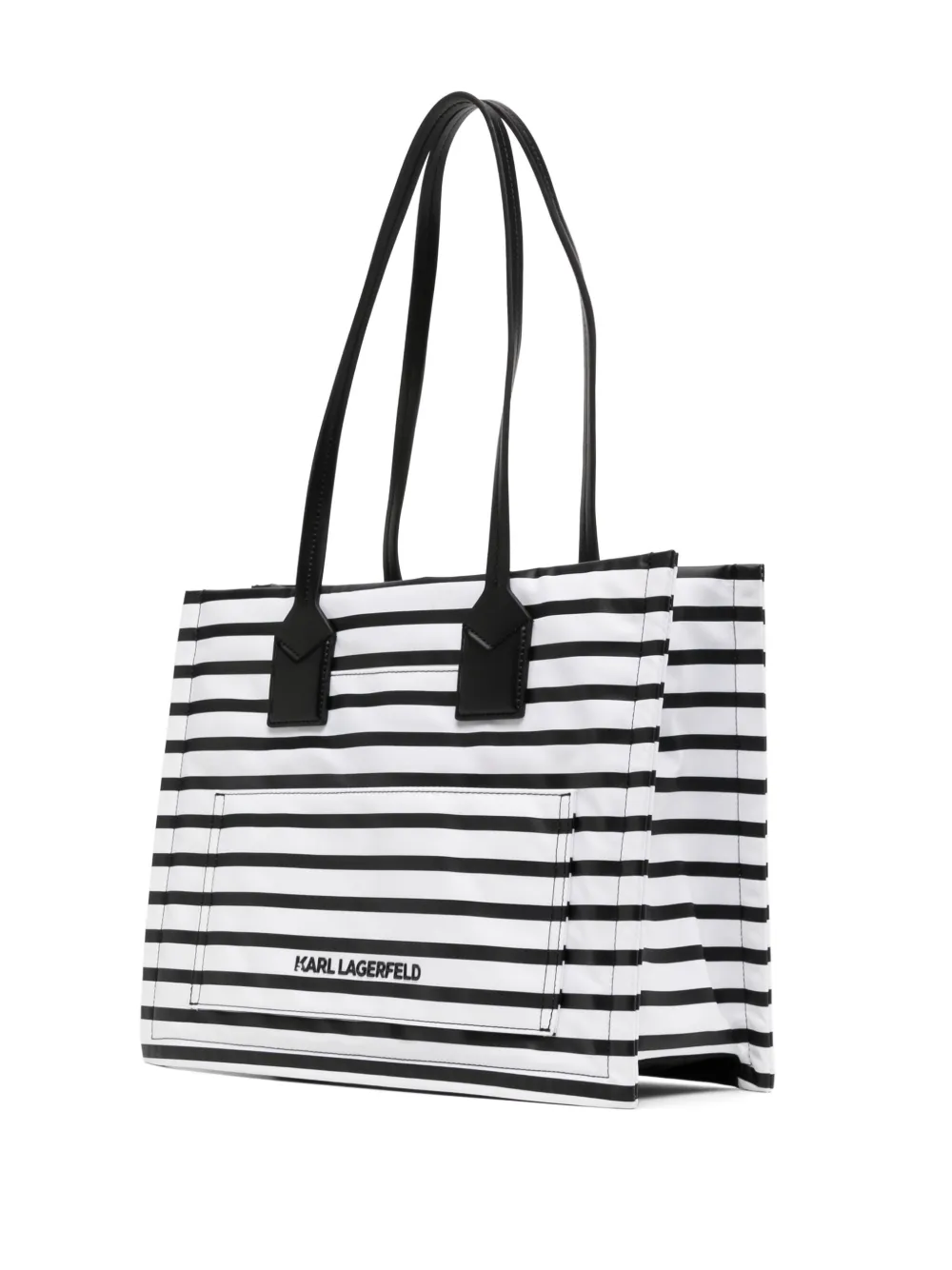 Shop Karl Lagerfeld Ikon Striped Medium Tote Bag In Black