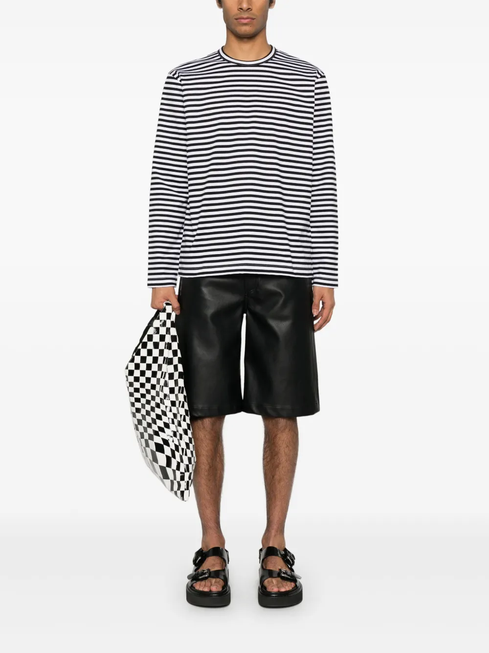 Junya Watanabe MAN x Comme des Garçons gestreept T-shirt - Zwart