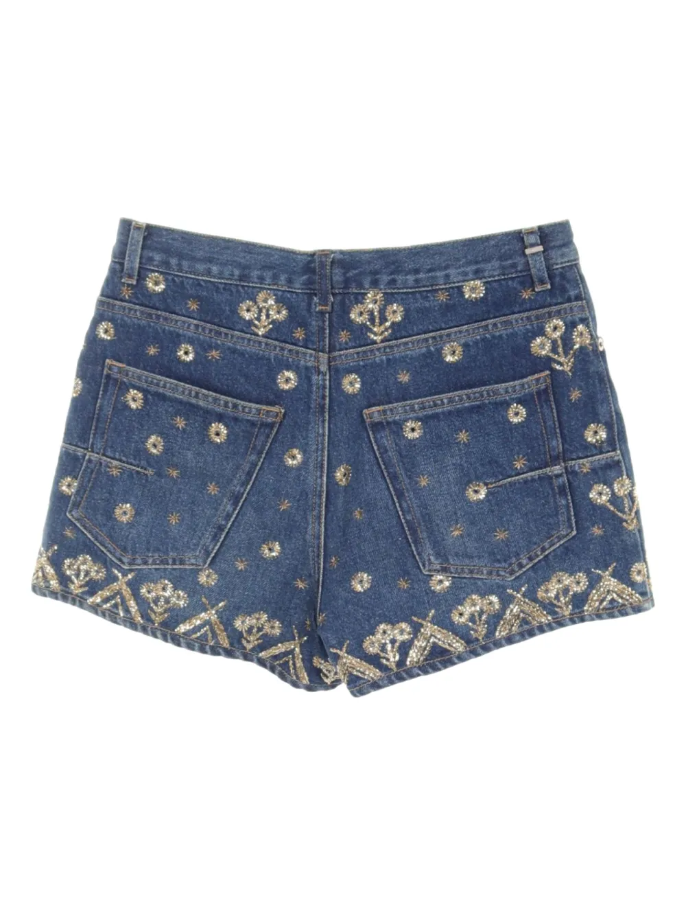 Christian Dior Pre-Owned 2010s denim shorts met borduurwerk - Blauw