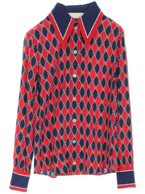 Gucci Pre-Owned camisa de seda GG Rhombus 2010