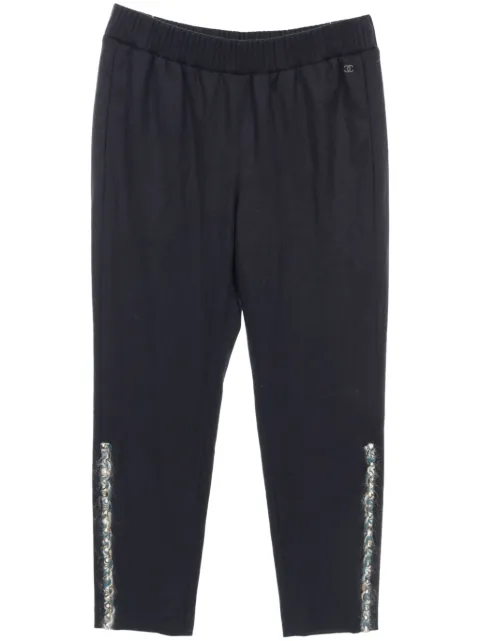 CHANEL Pre-Owned 1986-1988 braid-detail wool trousers