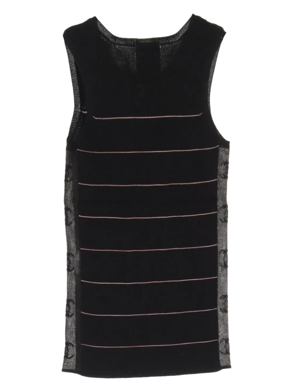 Pre-owned Chanel 1986-1988 Striped Tank Top In Black