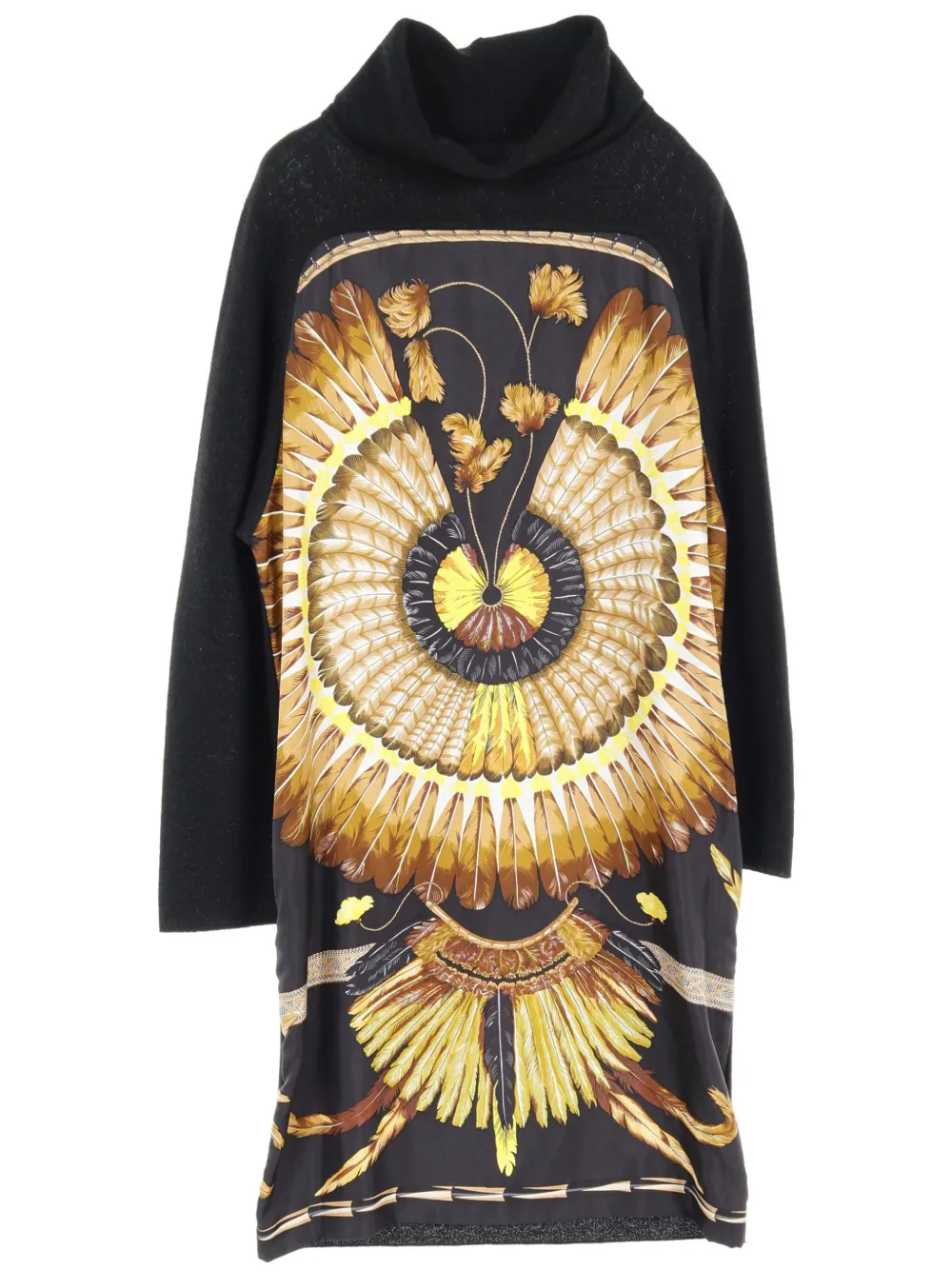 2010s feather-print shift dress