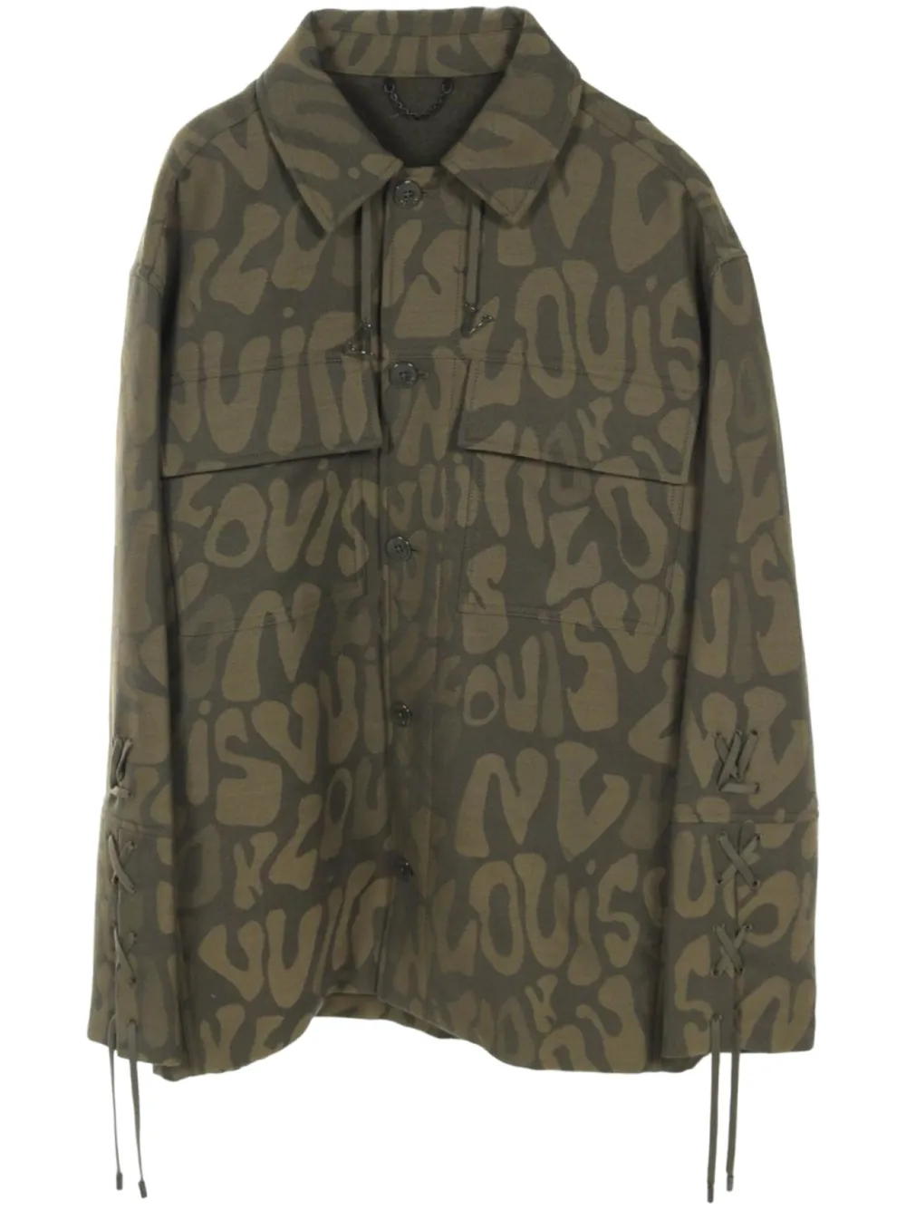 Louis Vuitton Pre-Owned 2010s logo-print overshirt | Green | Image 1
