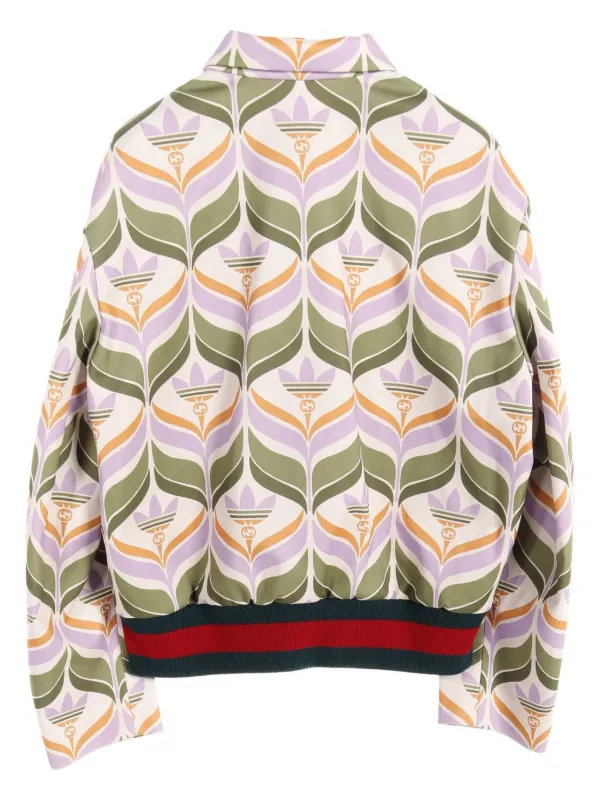 GUCCI GGロゴプリント ジャケット Gucci Pre-Owned 2020s x Adidas Trefoil-print Jacket | Green