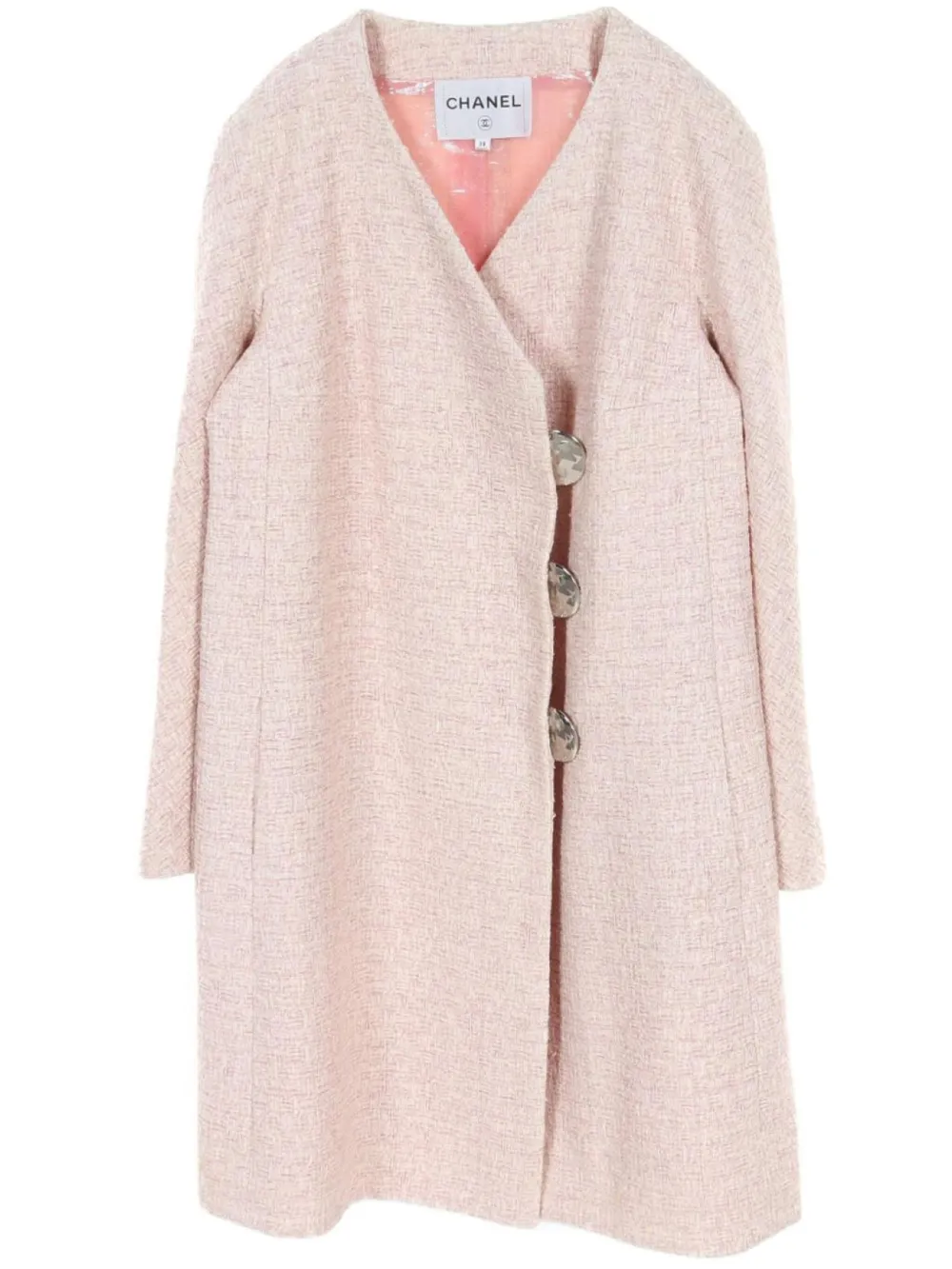 Pre-owned Chanel 1986-1988 Tweed Coat In Pink