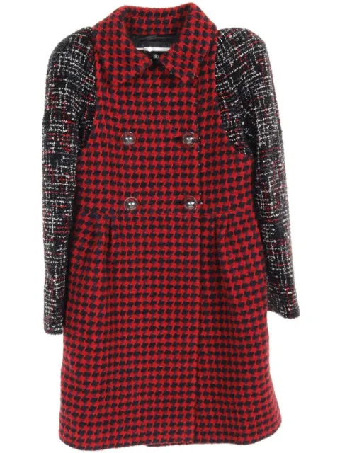 CHANEL Pre-Owned 1986-1988 houndstooth-pattern tweed double-breasted coat
