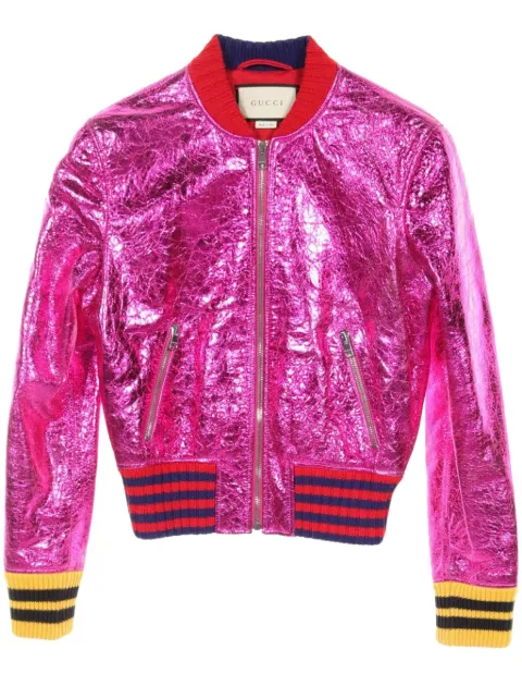 Gucci Pre-Owned 2000s metallic finish bomber jacket 