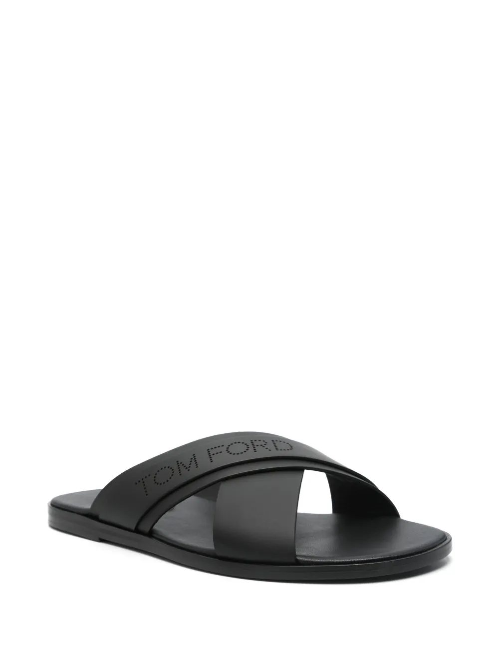 TOM FORD Slippers met geperforeerd logo - Zwart