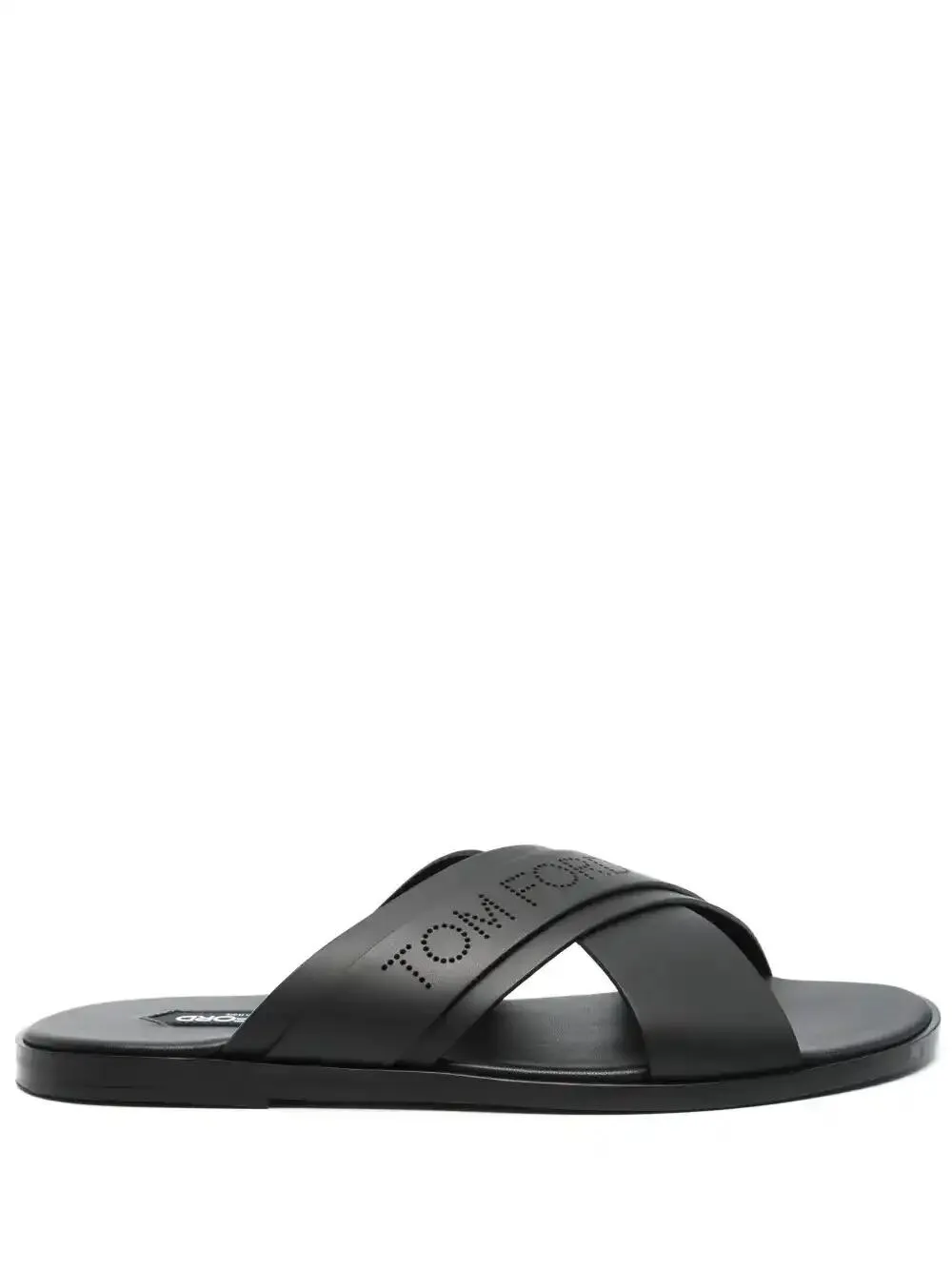 Shop Tom Ford Logo-perforated Slides In Black