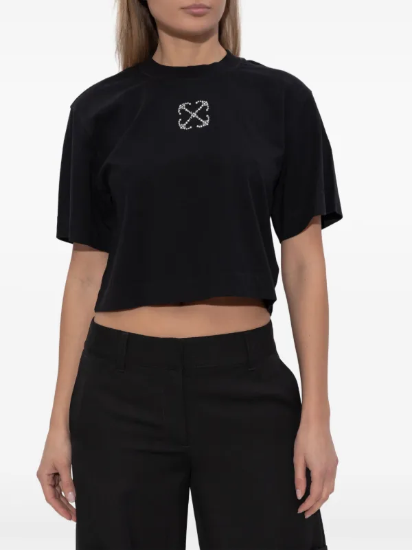 Off-White jewelled-logo Cropped t-shirt | Black | FARFETCH