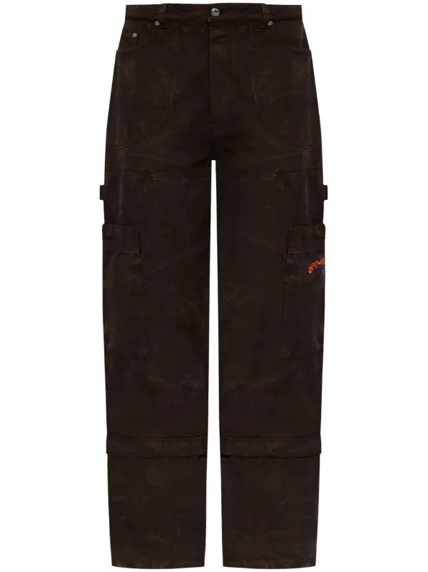 【関税＆送料込み】Off-White Logo-Embroidered Cargo Jeans Off-White logo-embroidered Cargo Pants | Brown | FARFETCH ID