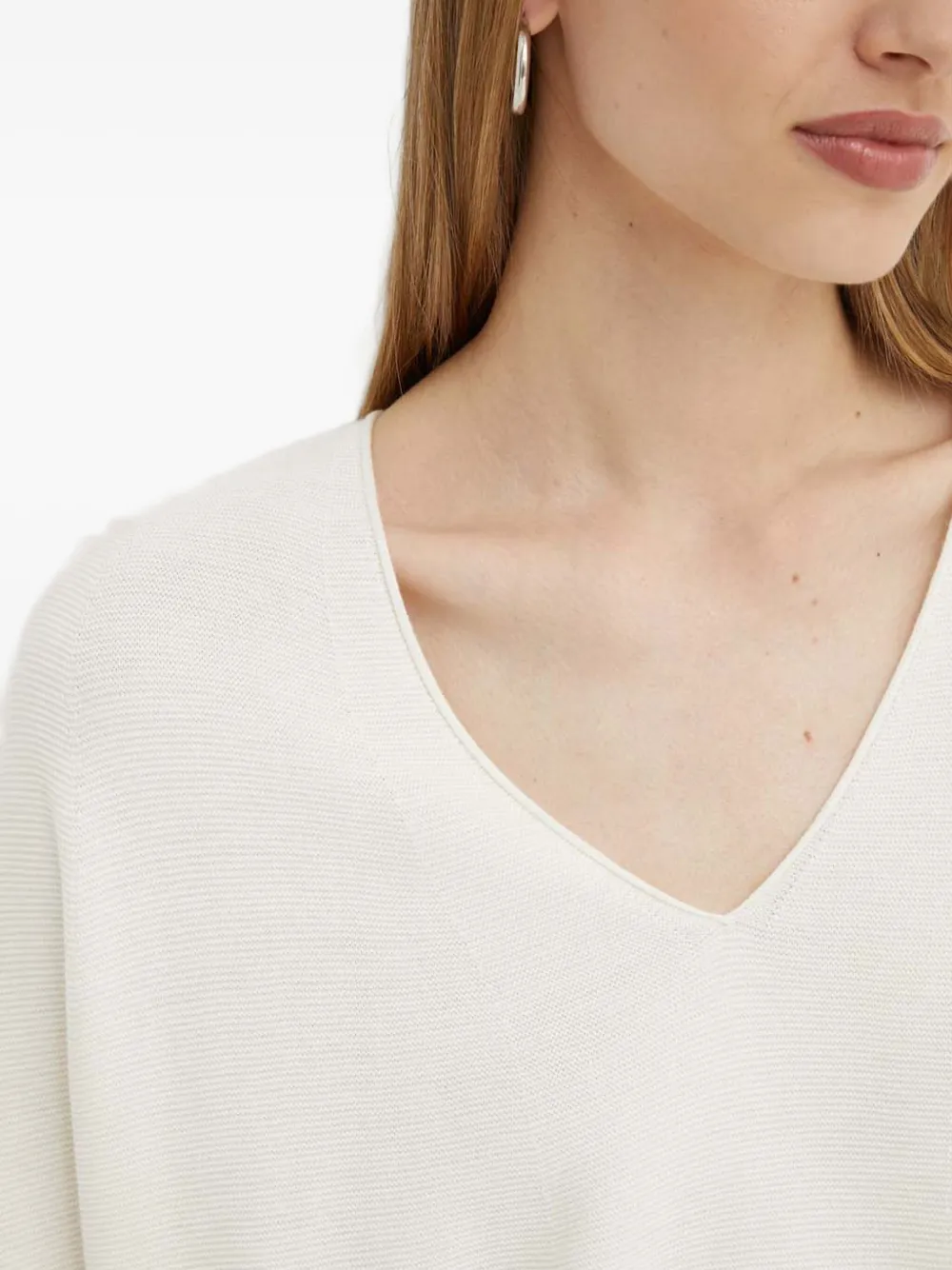 Hugo Boss V-neck Knit Sweater In White