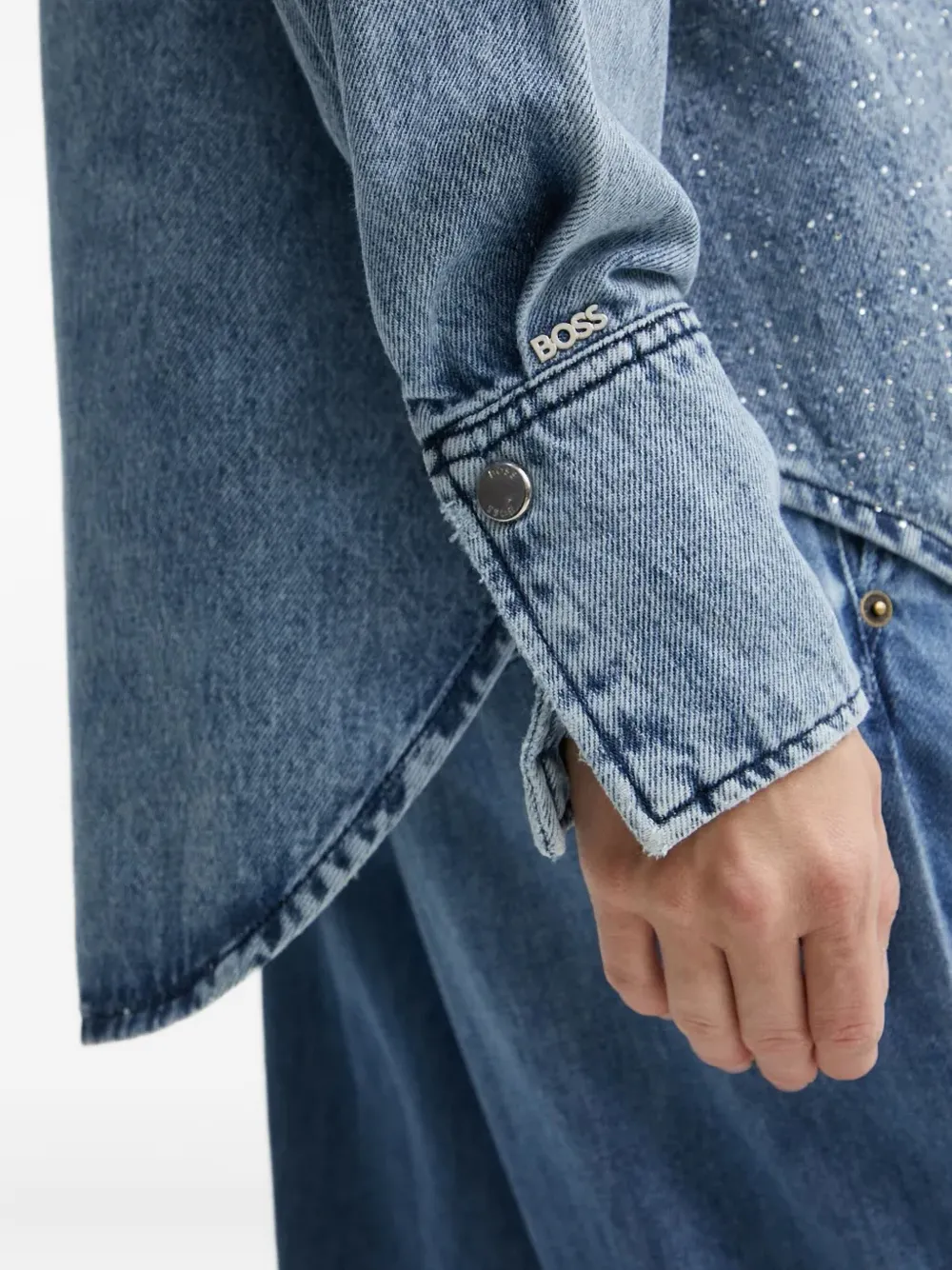 BOSS Blouse verfraaid met kristal Blauw