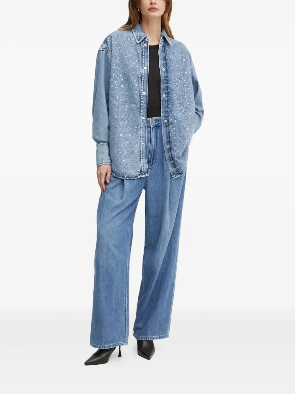 BOSS Blouse verfraaid met kristal - Blauw