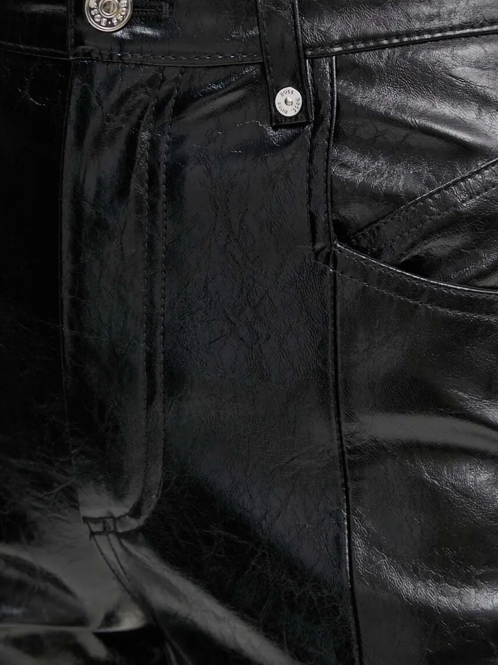 Hugo Boss Relaxed-fit Trousers In Faux Leather In Black