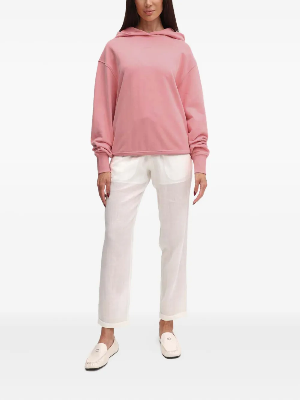 BOSS Hoodie met logo-reliëf - Roze