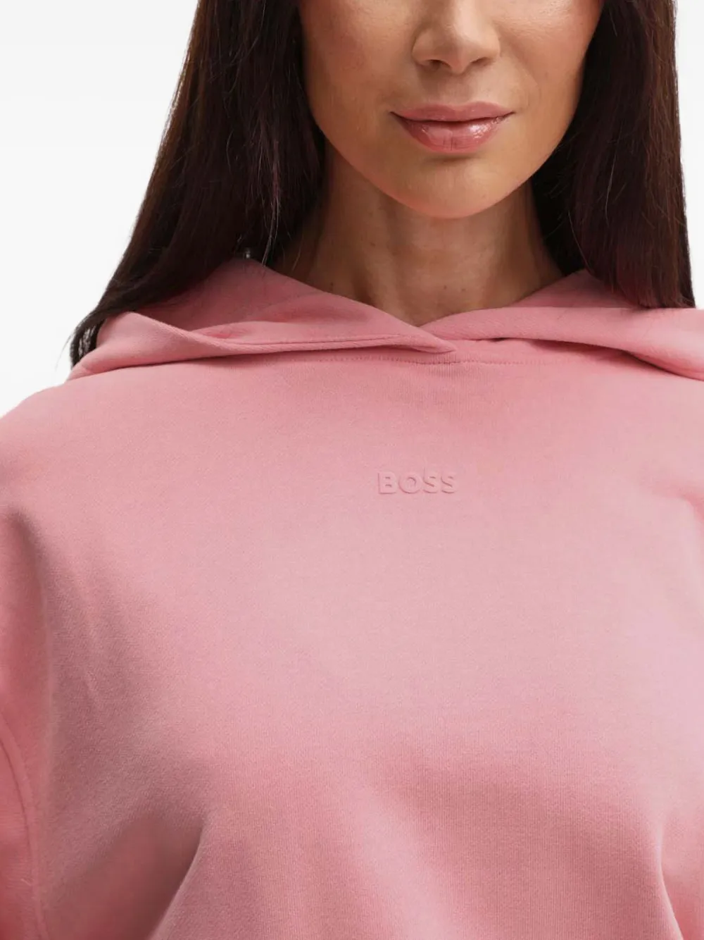 Hugo Boss Embossed-logo Hoodie In Pink