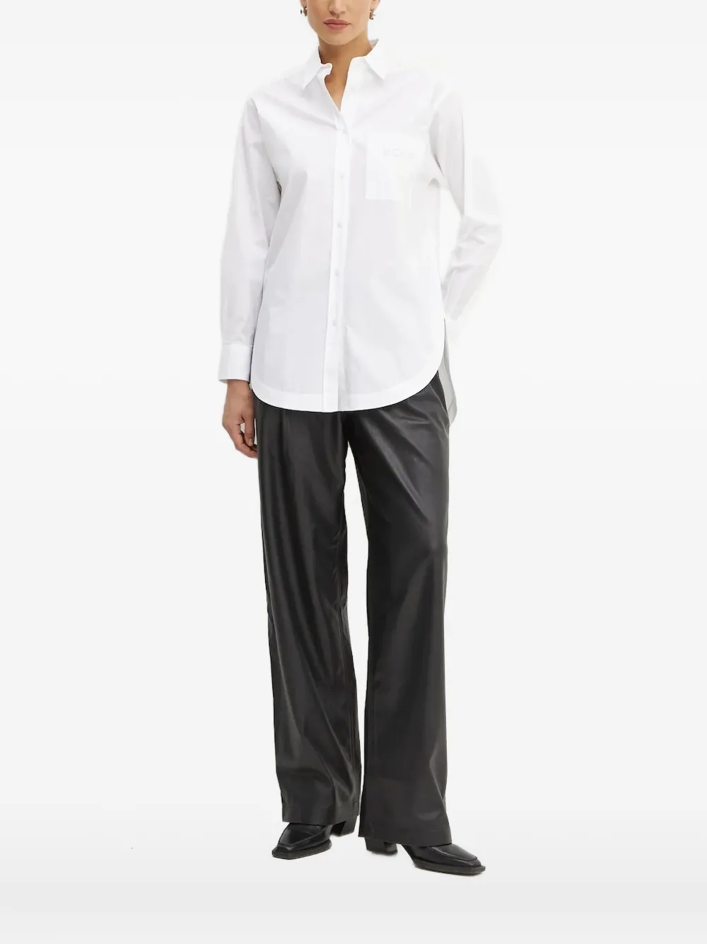 BOSS embroidered-pocket shirt Wit