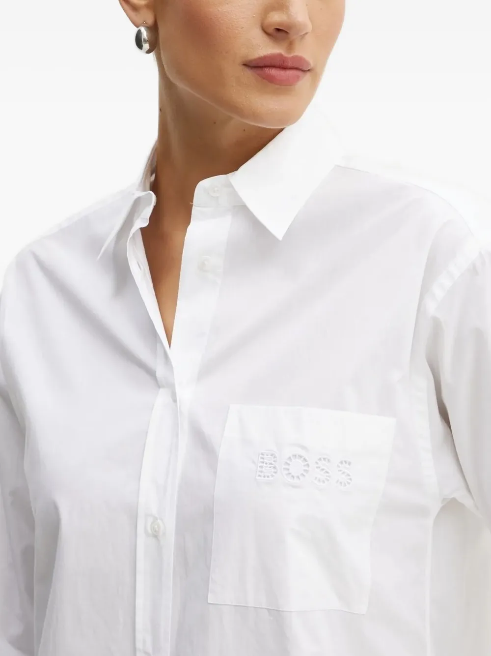 BOSS Shirt met geborduurde zak Wit