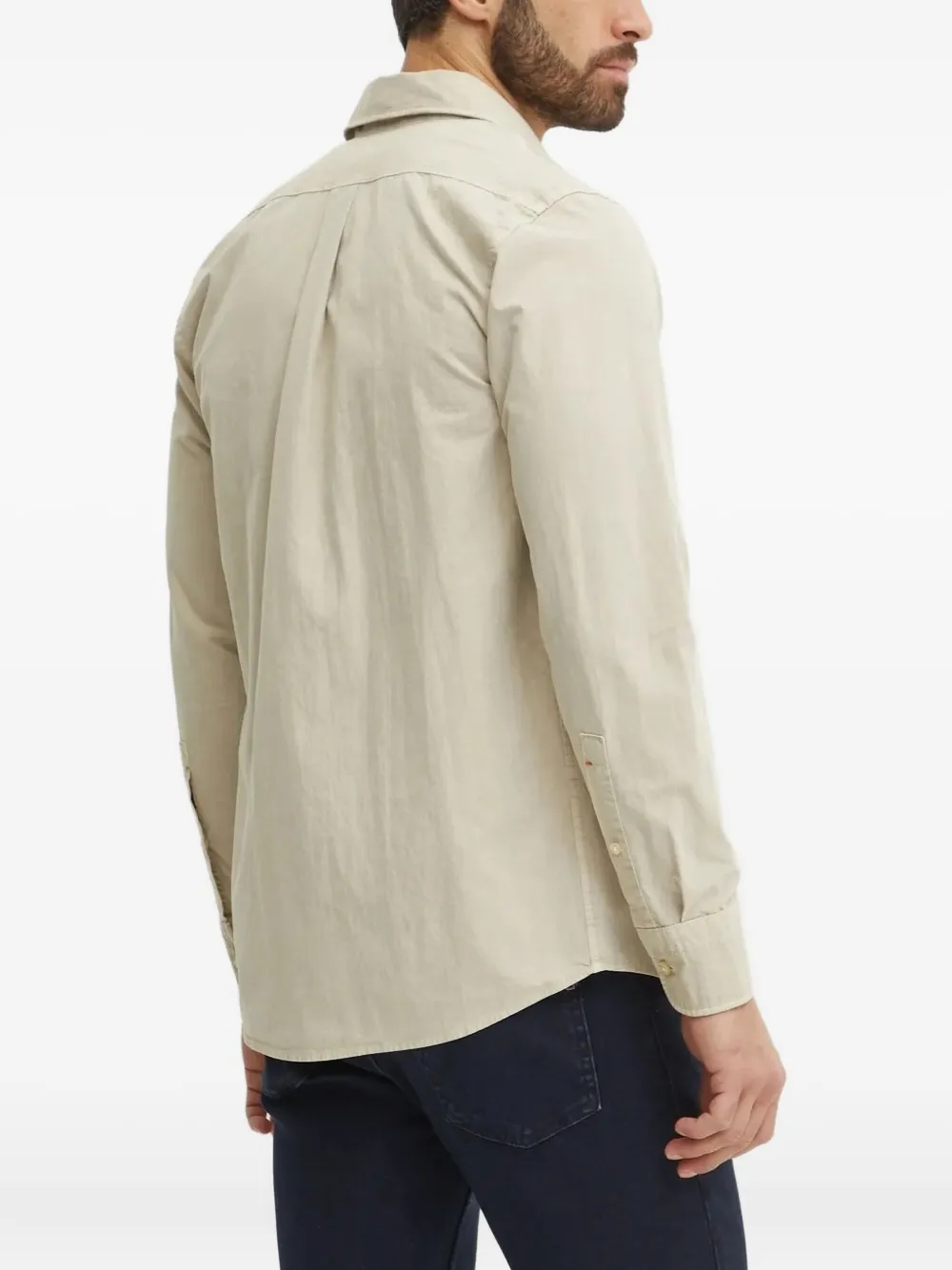 BOSS Overhemd met zak en knoop - Beige