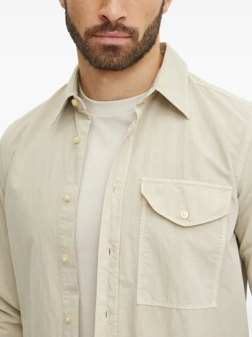 BOSS Overhemd met zak en knoop Beige