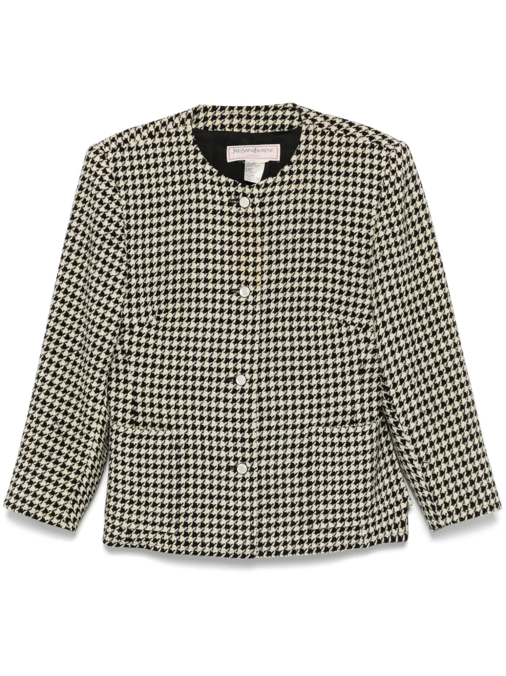 Saint Laurent Pre-Owned 1980s houndstooth-pattern jacket | Black | Image 1