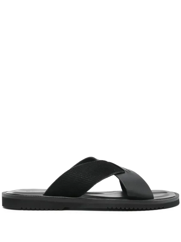 Emporio Armani crossover-strap Sandals | Black | FARFETCH