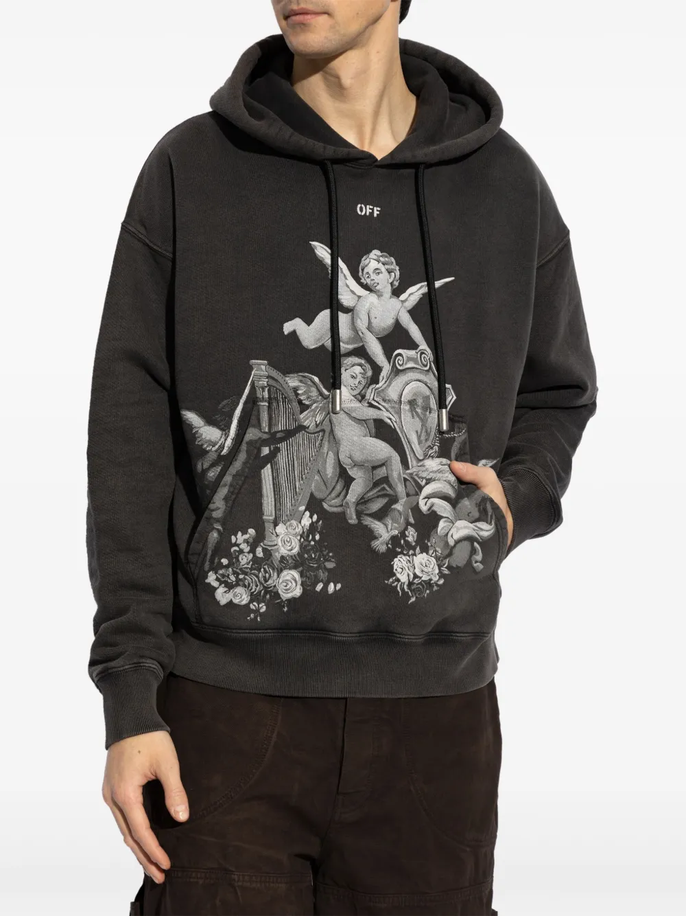 Off-White Hoodie met grafische engelprint Zwart