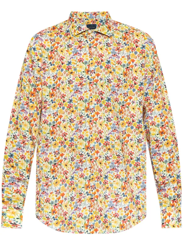 mens yellow floral dress shirt Mens Yellow Floral Short Sleeve Shirt  Summer Beach Resort Outfit XS
