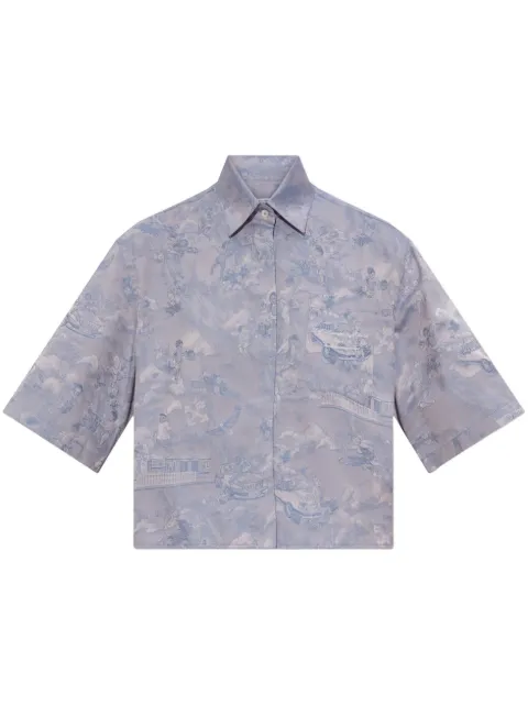 Off-White angel-print cropped cotton shirt 