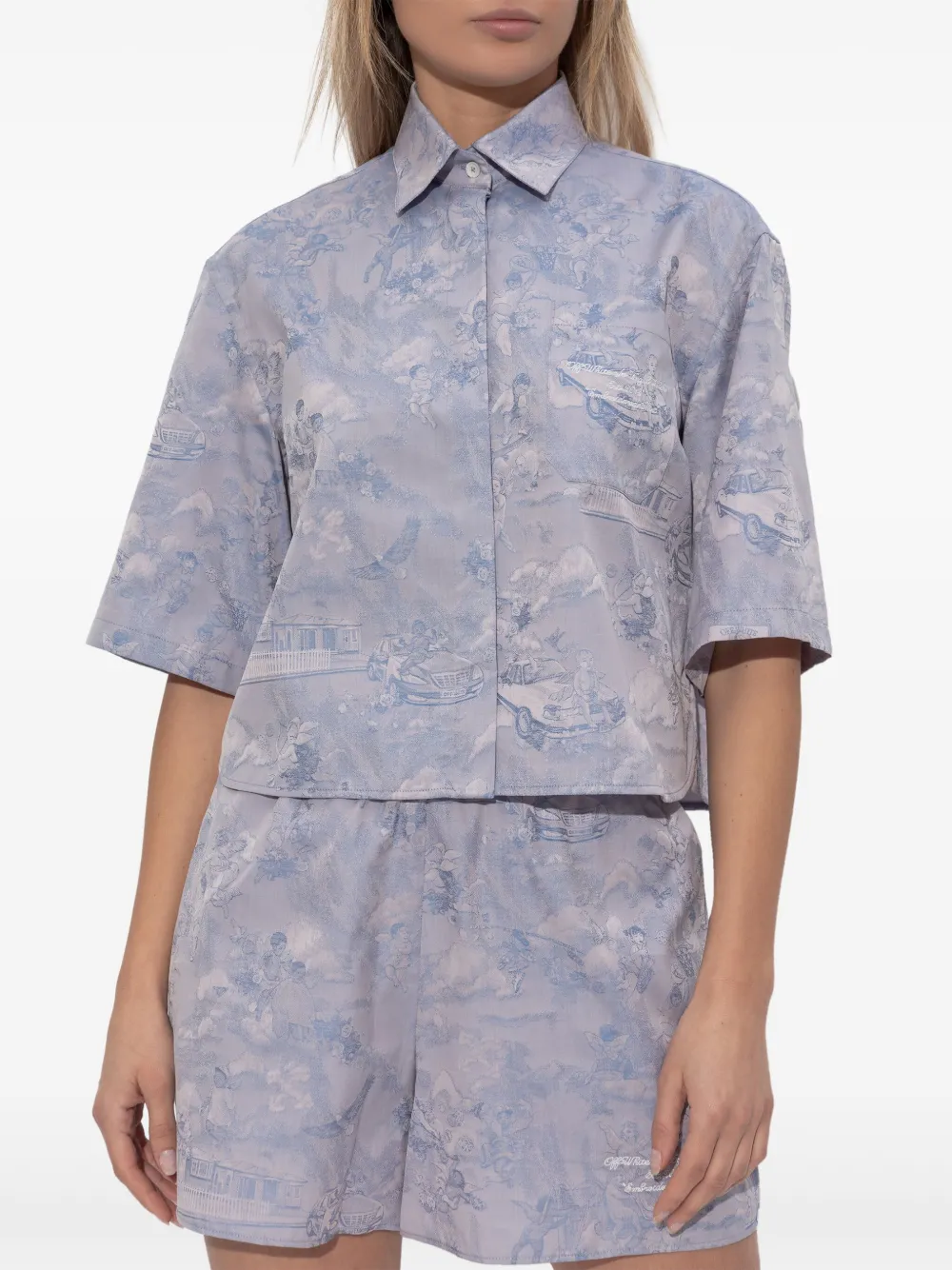 Off-White Cropped katoenen blouse met engelprint Paars