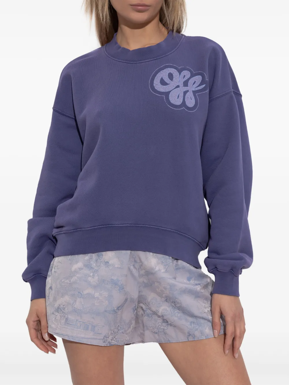 Off-White Katoenen sweater met logoprint Paars