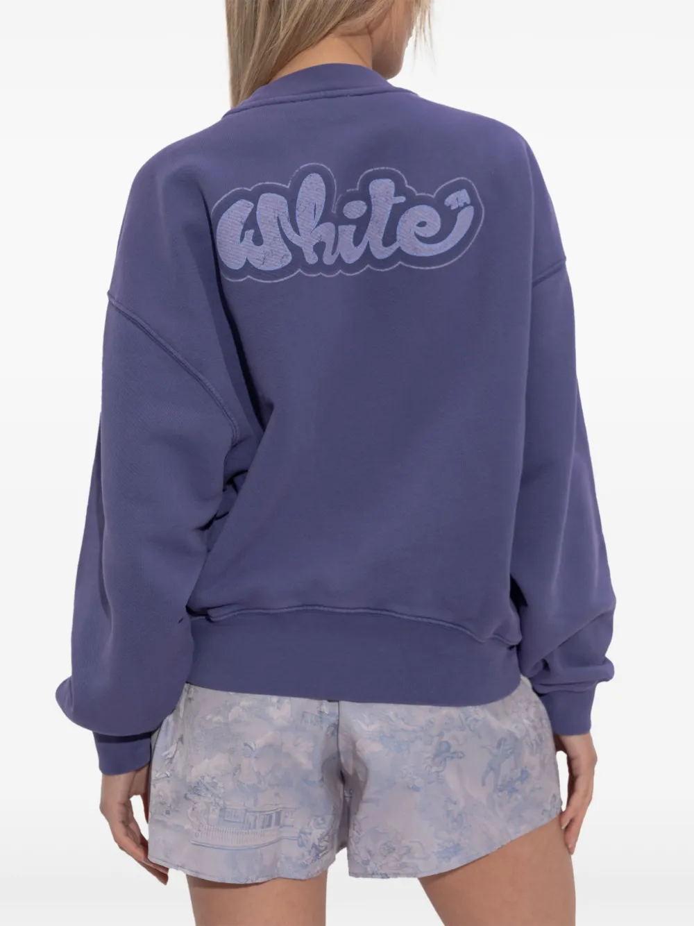 Off-White Katoenen sweater met logoprint Paars