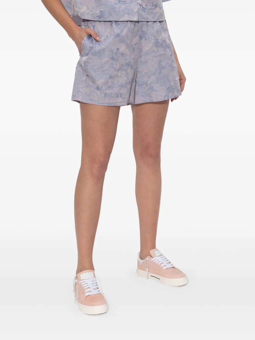Off-White Shorts met all-over print Paars