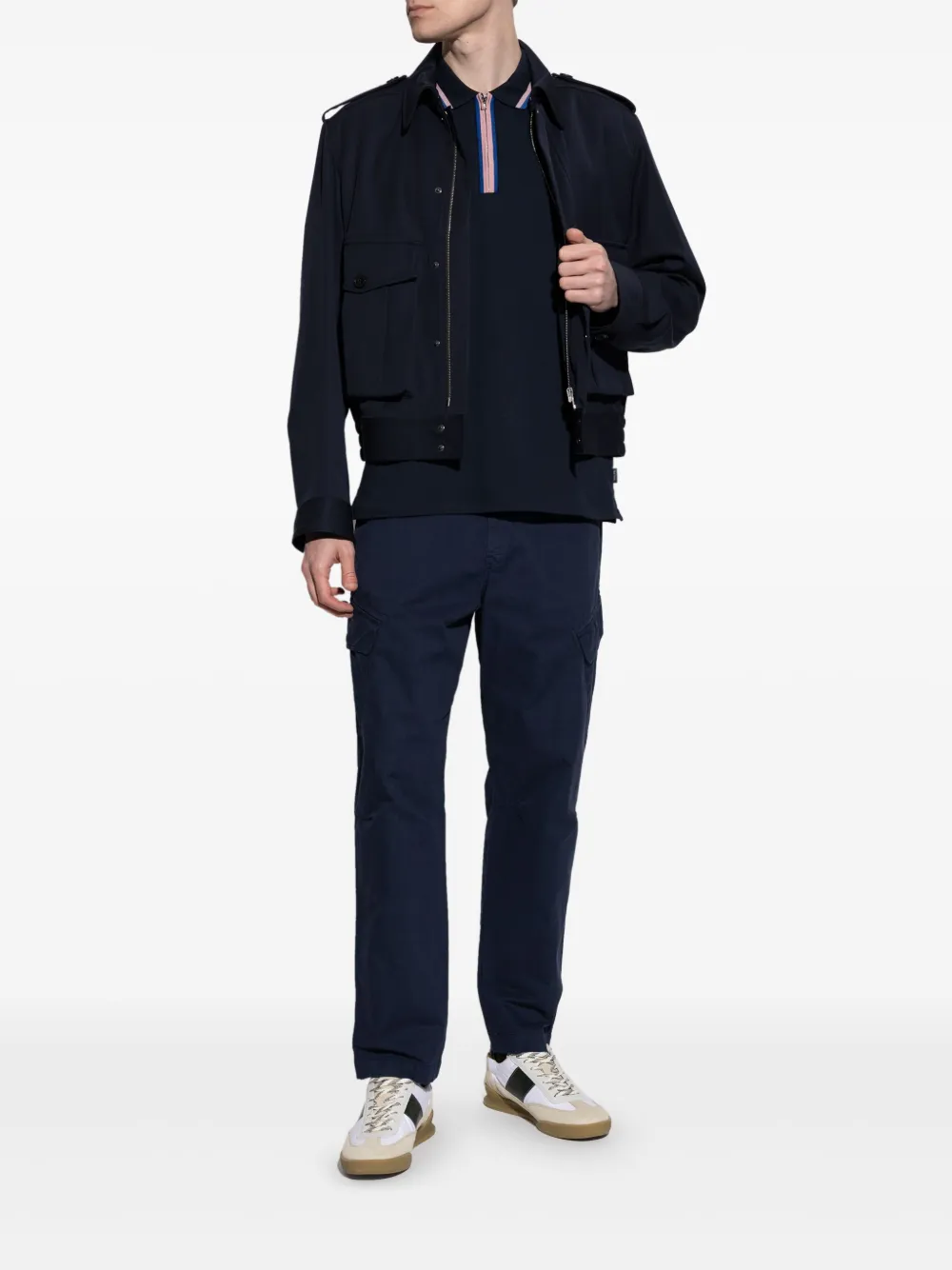 PS Paul Smith logo-embroidered trousers - Blauw