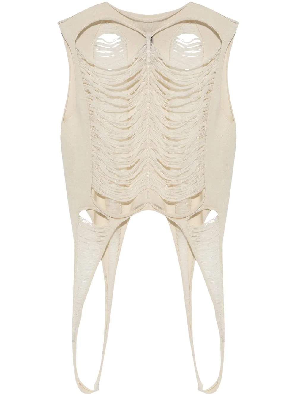 Rick Owens Distressed Tank Top In Neutrals