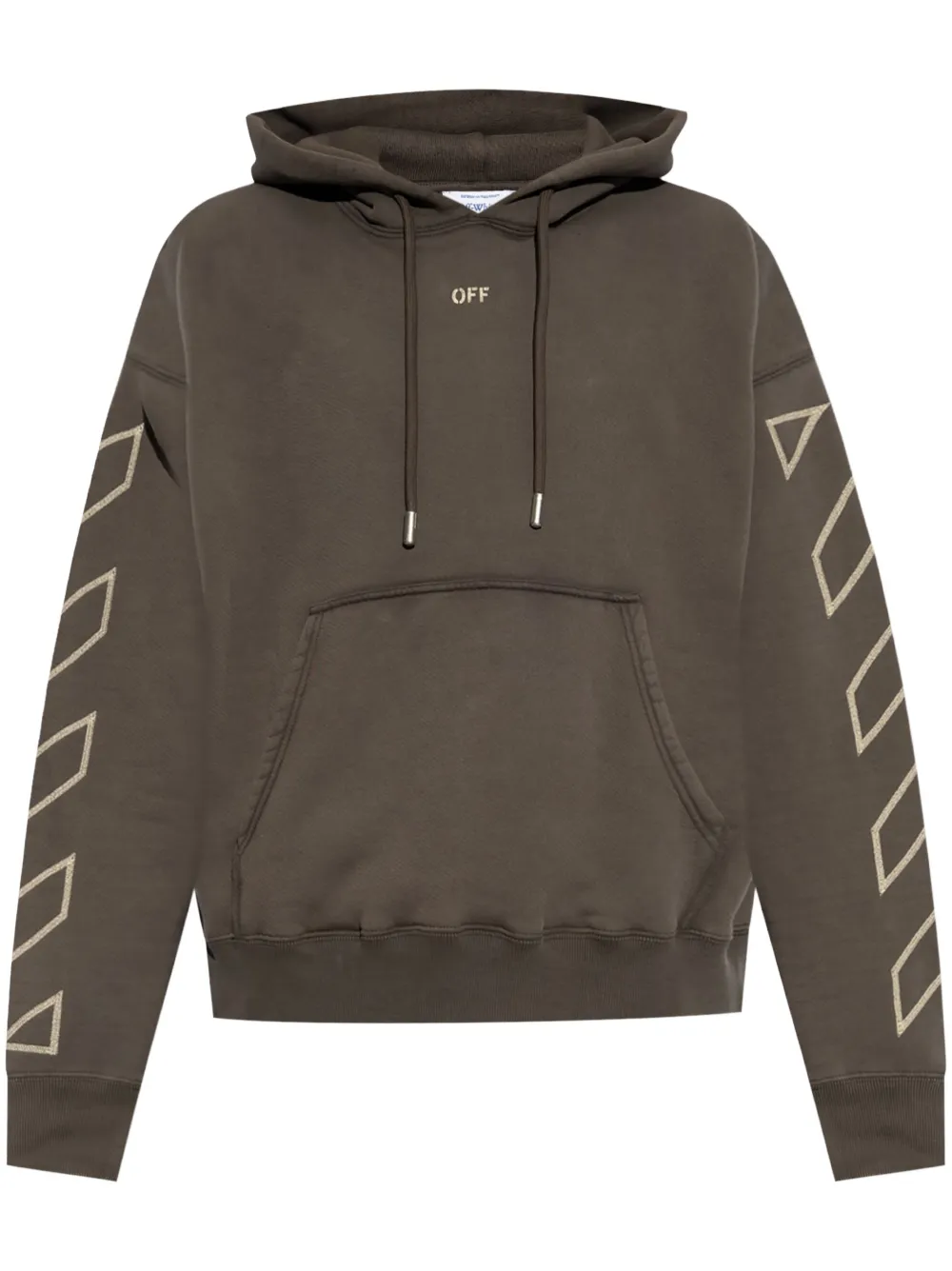 Off-White arrow appliqué cotton hoodie | Brown | Image 1