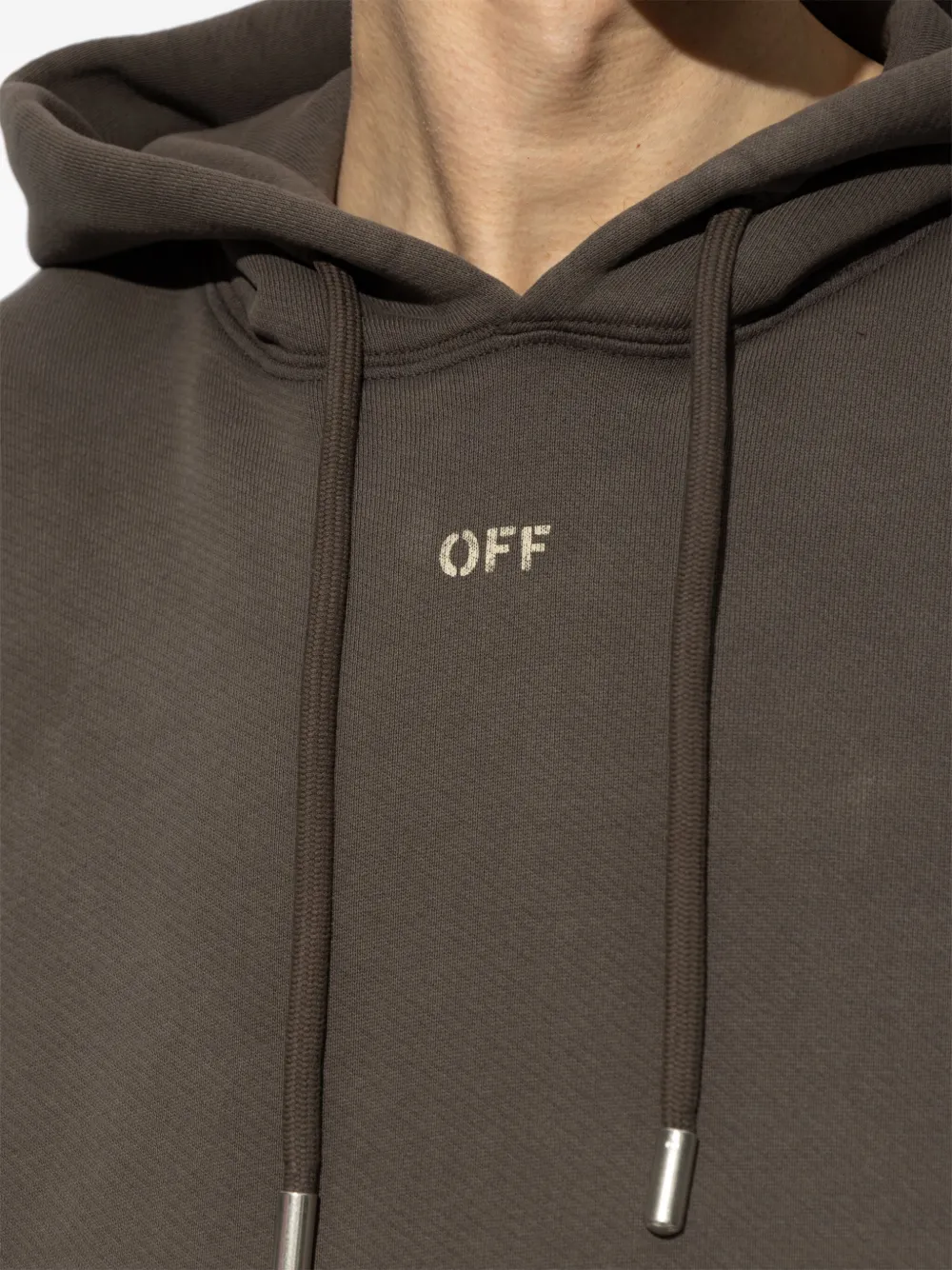 Off-White Katoenen hoodie met Arrow-applicatie Bruin
