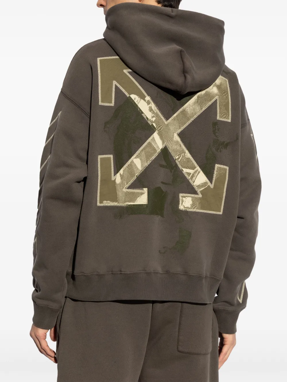Off-White Katoenen hoodie met Arrow-applicatie Bruin