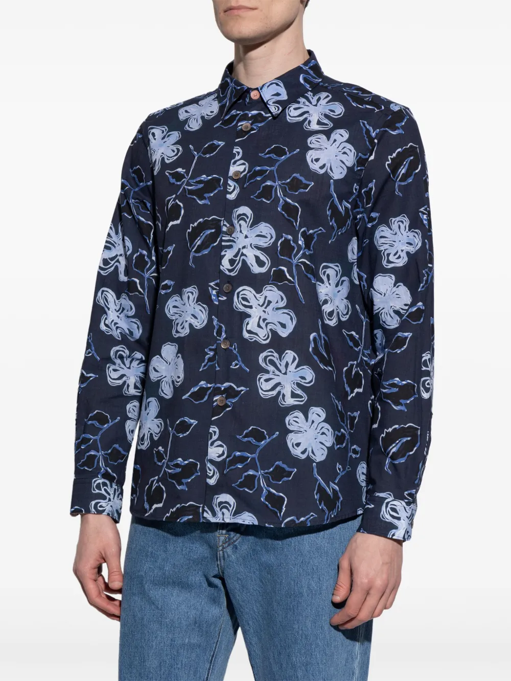 PS Paul Smith Overhemd met bloemenprint Blauw