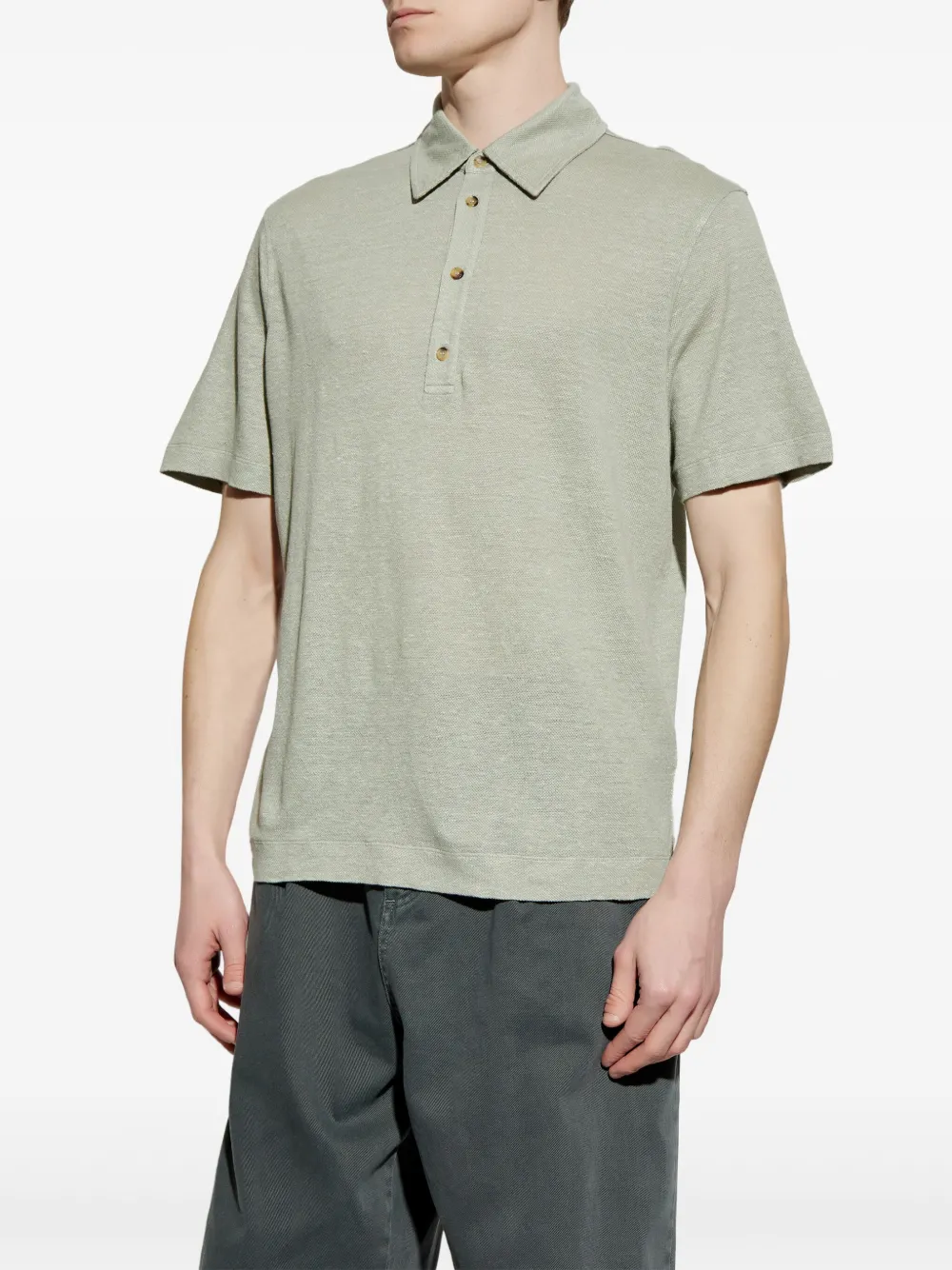 Shop Paul Smith Linen Polo Shirt In Grün