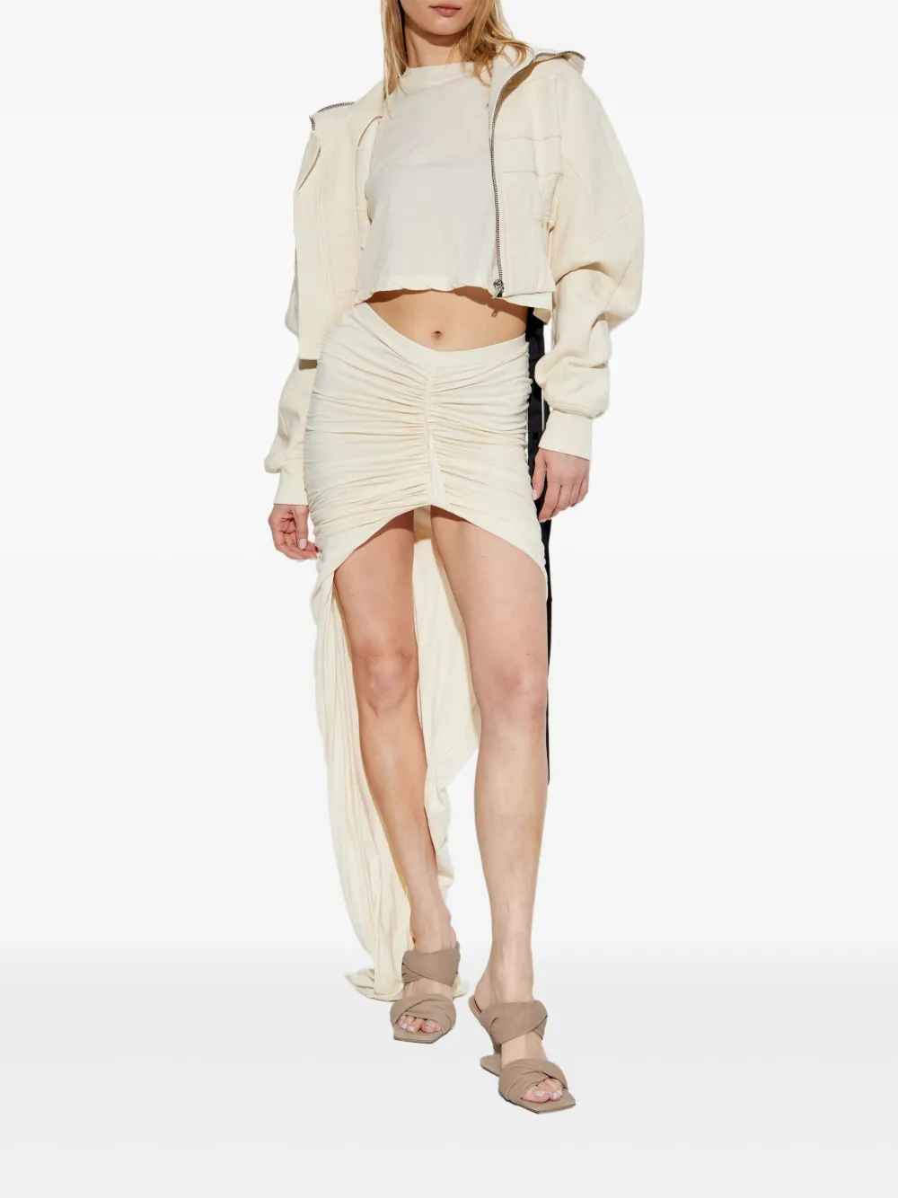 Rick Owens DRKSHDW Cropped jersey jack - Beige